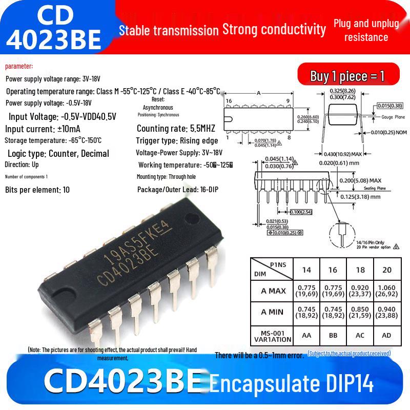 CD4017BE & CD4000 Series IC Chips (CD4001/11/66/82/106/4051/52/69/21/50/81)
