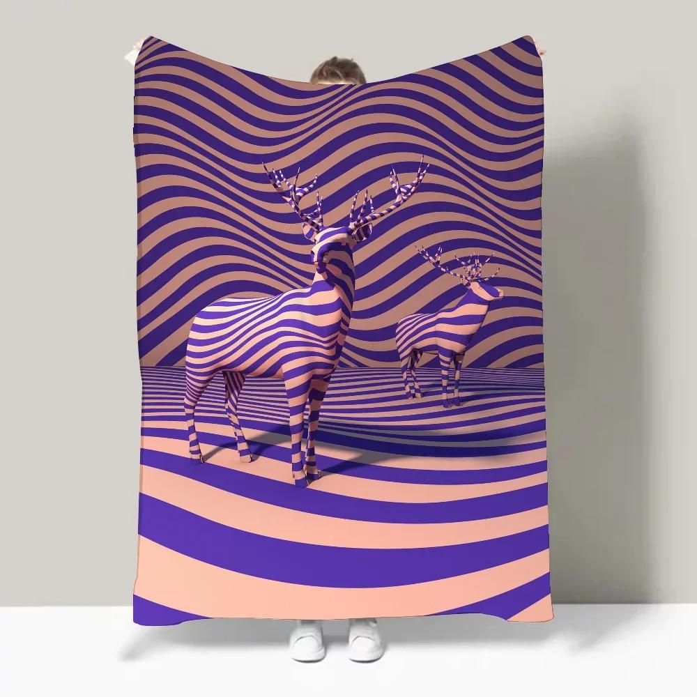 D Colorful Zebra Stripe Throw Blanket Lightweight Design For Dorms Living Room Office Sofa Allseason Use