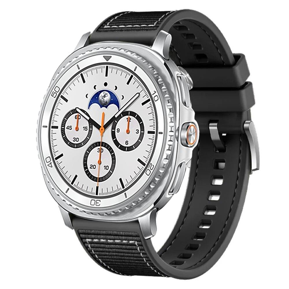 

Нейлоновый+Силиконовый ремешок для Samsung Galaxy Watch 8/8 Classic Ремешок 40мм 44мм Композитный браслет correa Galaxy Watch Ultra 2026 47мм Galaxy watch 8 чёрный