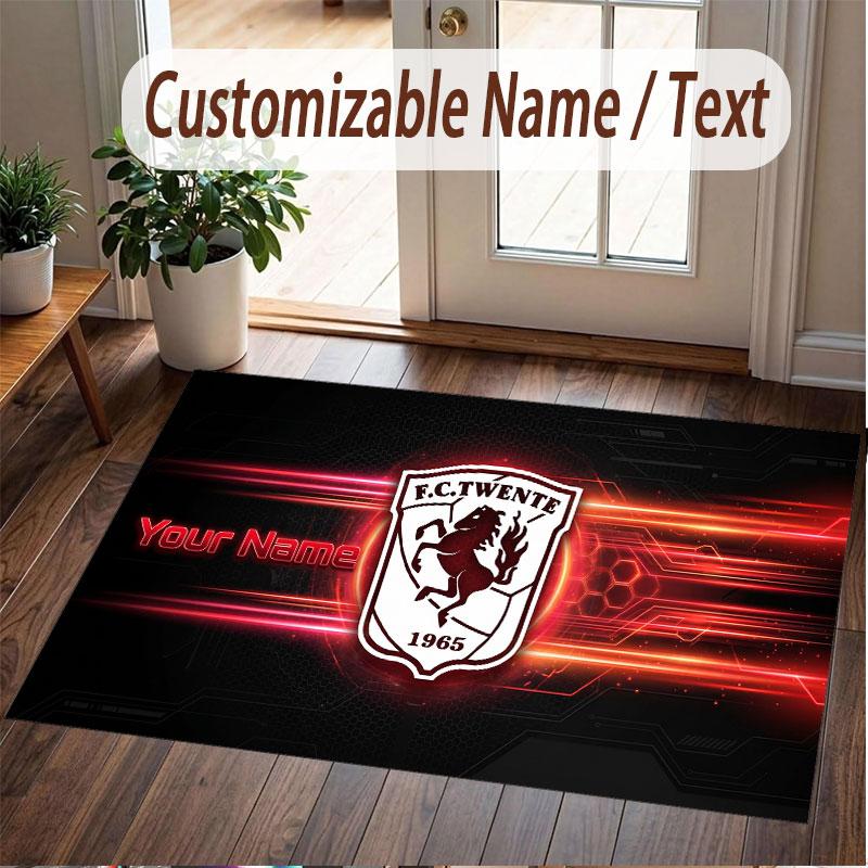 Tappeto Personalizzato Modello FC Twente Stampa Nome Testo Morbido Antiscivolo Tappeto per Pavimento per Decorazione Interna Casa
