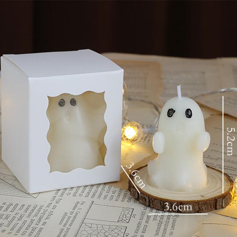 1/6 Pcs Halloween Ghost Candles Decor Spooky Goth Candle for Halloween Decorative Tabletop Cute Ghost Candle Set