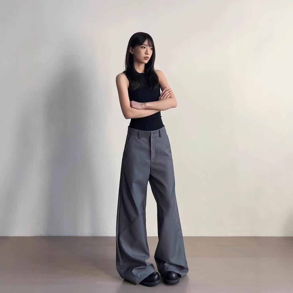 Dámské luxusní plisované ležérní volné kalhoty s rovnými nohavicemi - Jarní/podzimní kolekce