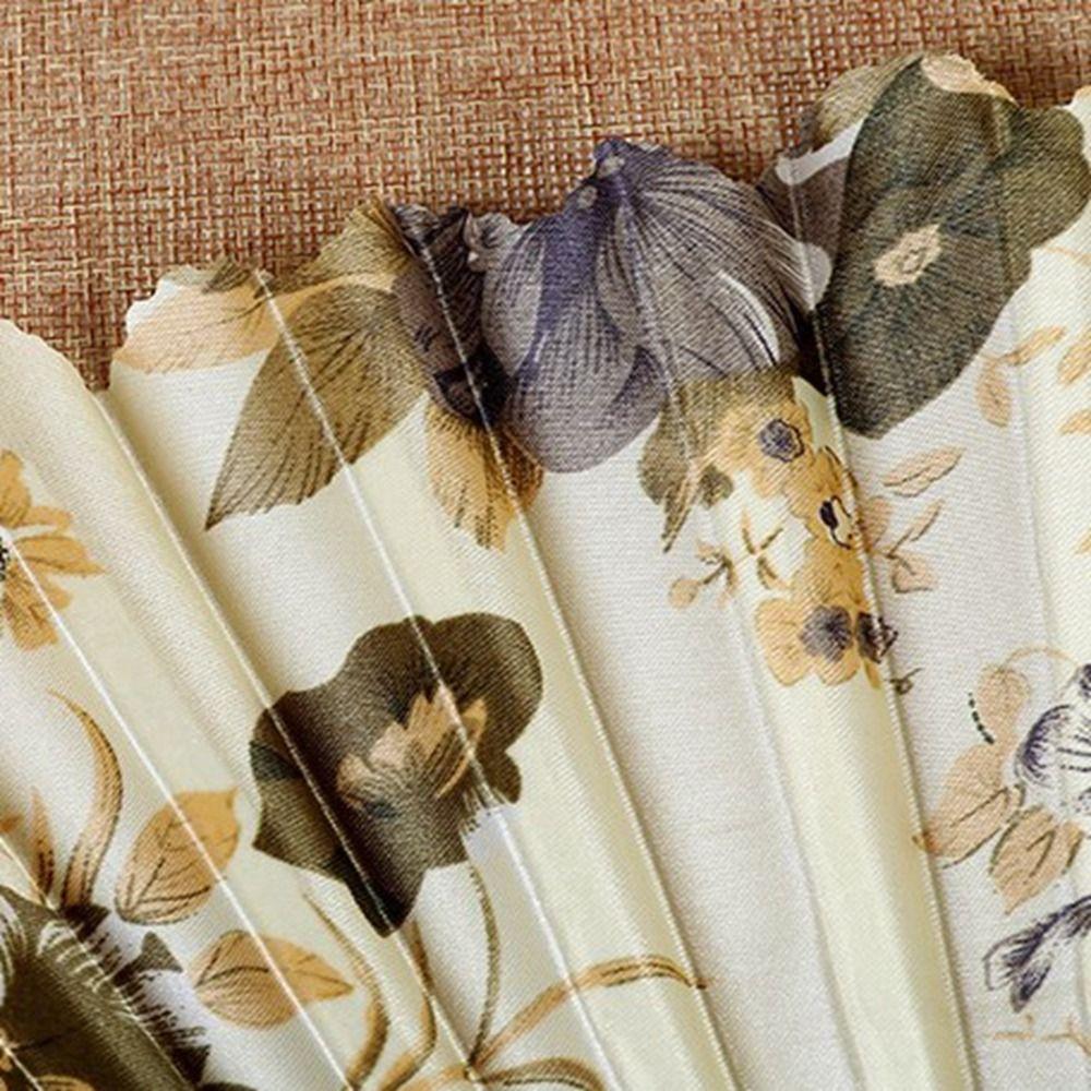 Flower Pattern Bamboo Folding Fan Handmade Chinese Dance Fan Elegant Hand Held Flower Fan  Party