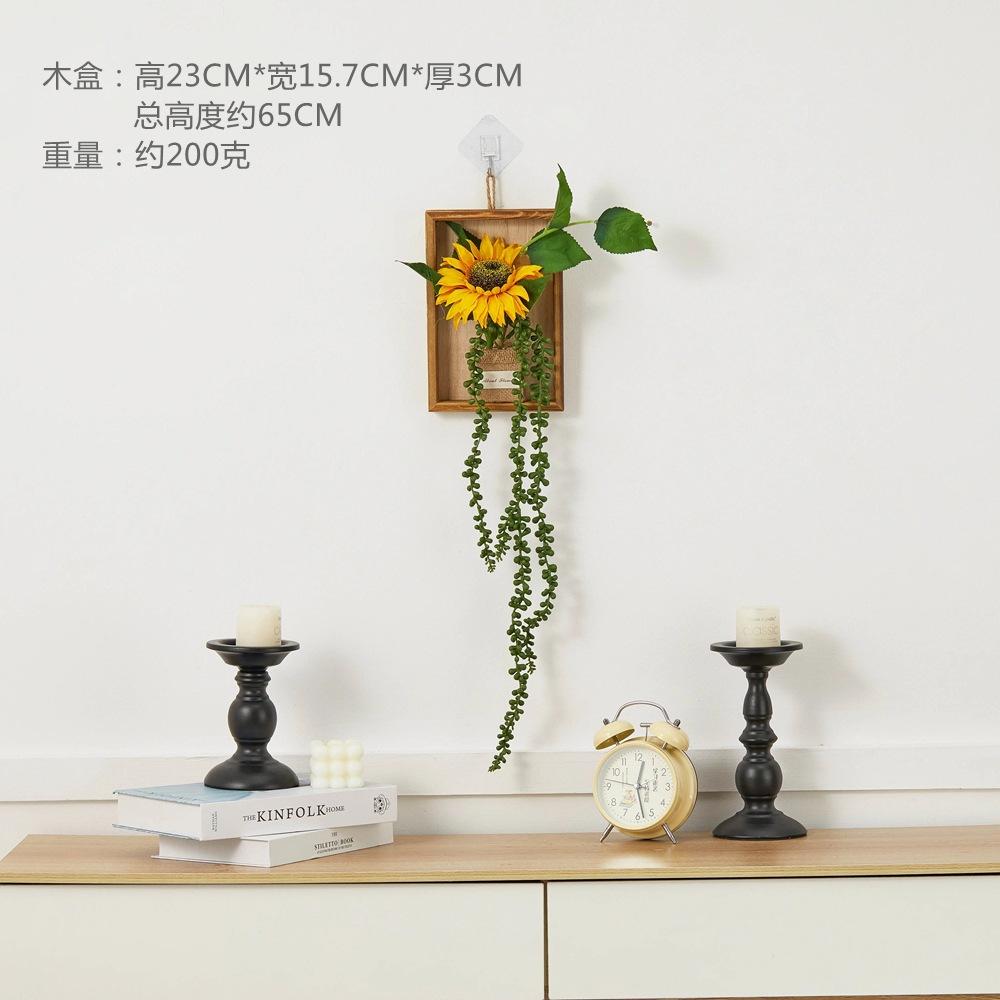 Retro Wall Decoration Pendant Wall Mounted Wooden Flower Box Simulated Flower Pendant Wall Accents Decoration Crafts