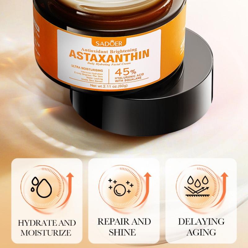 Astaxanthin Antioxidant Creme, Aufhellende Feuchtigkeitsspendende Haut Schönheitscreme Hautpflegeprodukte