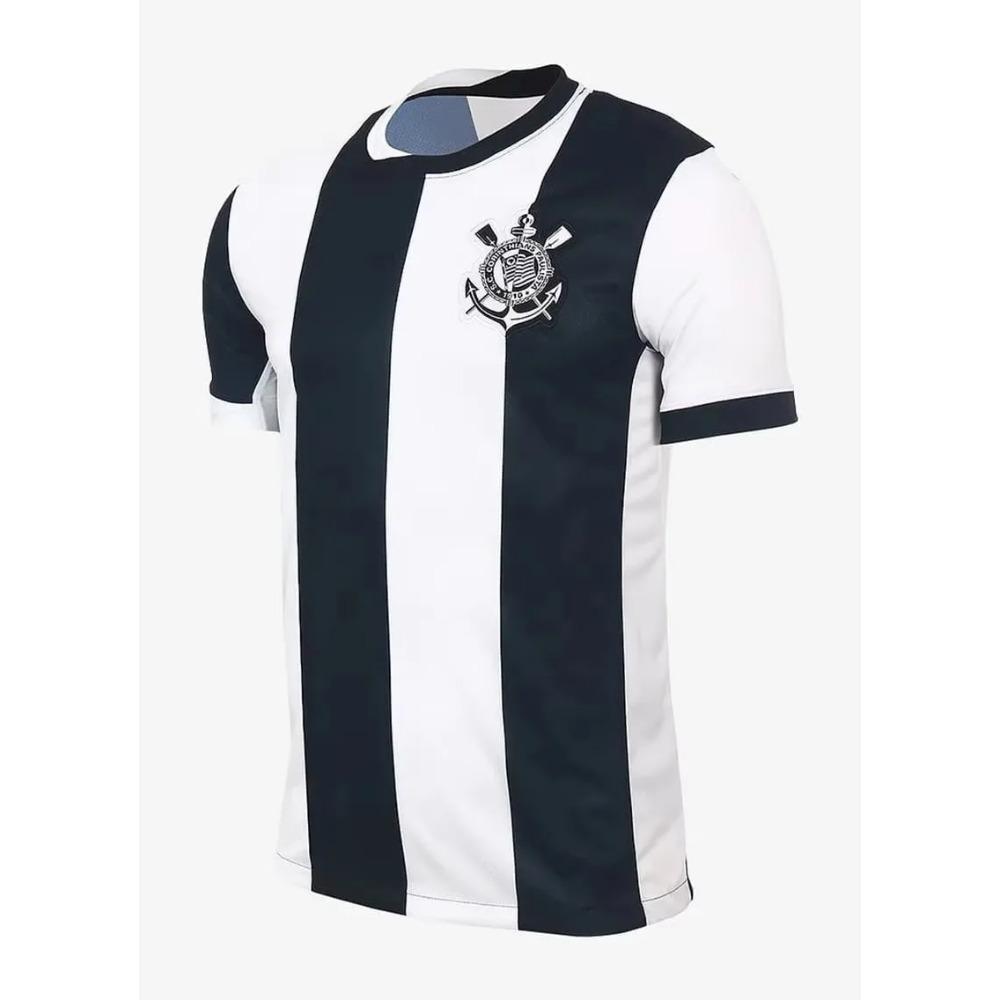 Camiseta de Fútbol de Verano Brasil Timão Corinthians con Rayas Negras Conjunto Familiar a Juego para Deportes Moda Urbana Ropa Casual