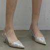 2025 women's summer new sexy pointed stiletto sandals outdoor banquet party shallow mouth ladies buckle high heels 34--40 size
