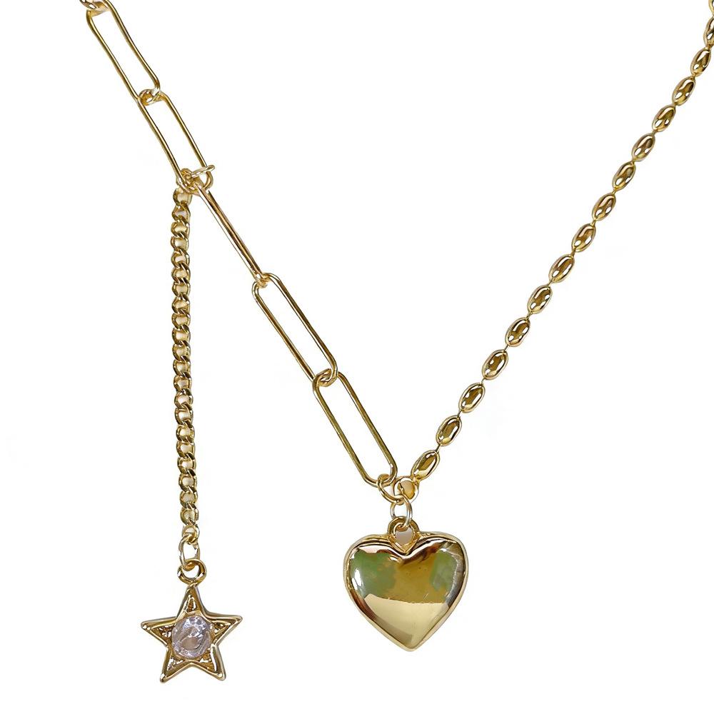 Heart & Star Necklace: Hip Hop, Cool Style, Light Luxury Design