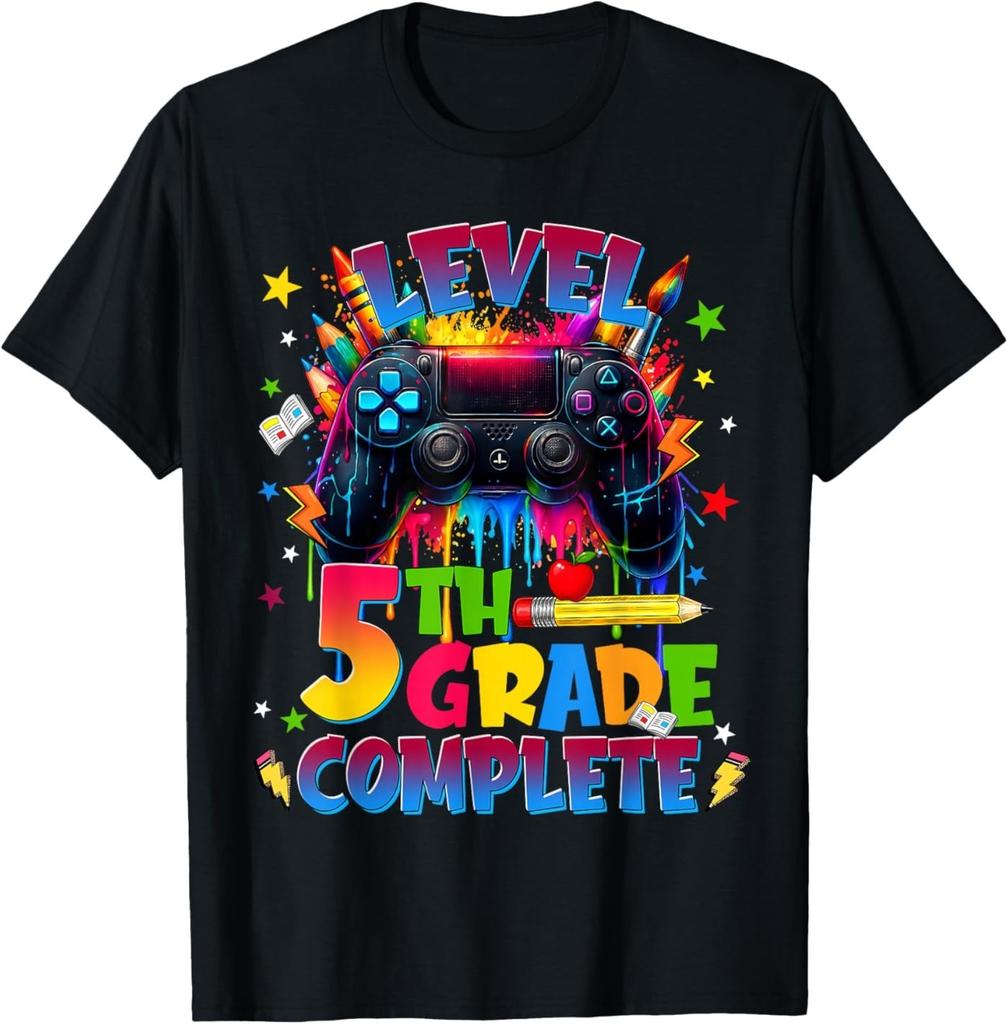 Level 5th Grade Fifth Complete Gaming Graduation Last Day T-Shirt