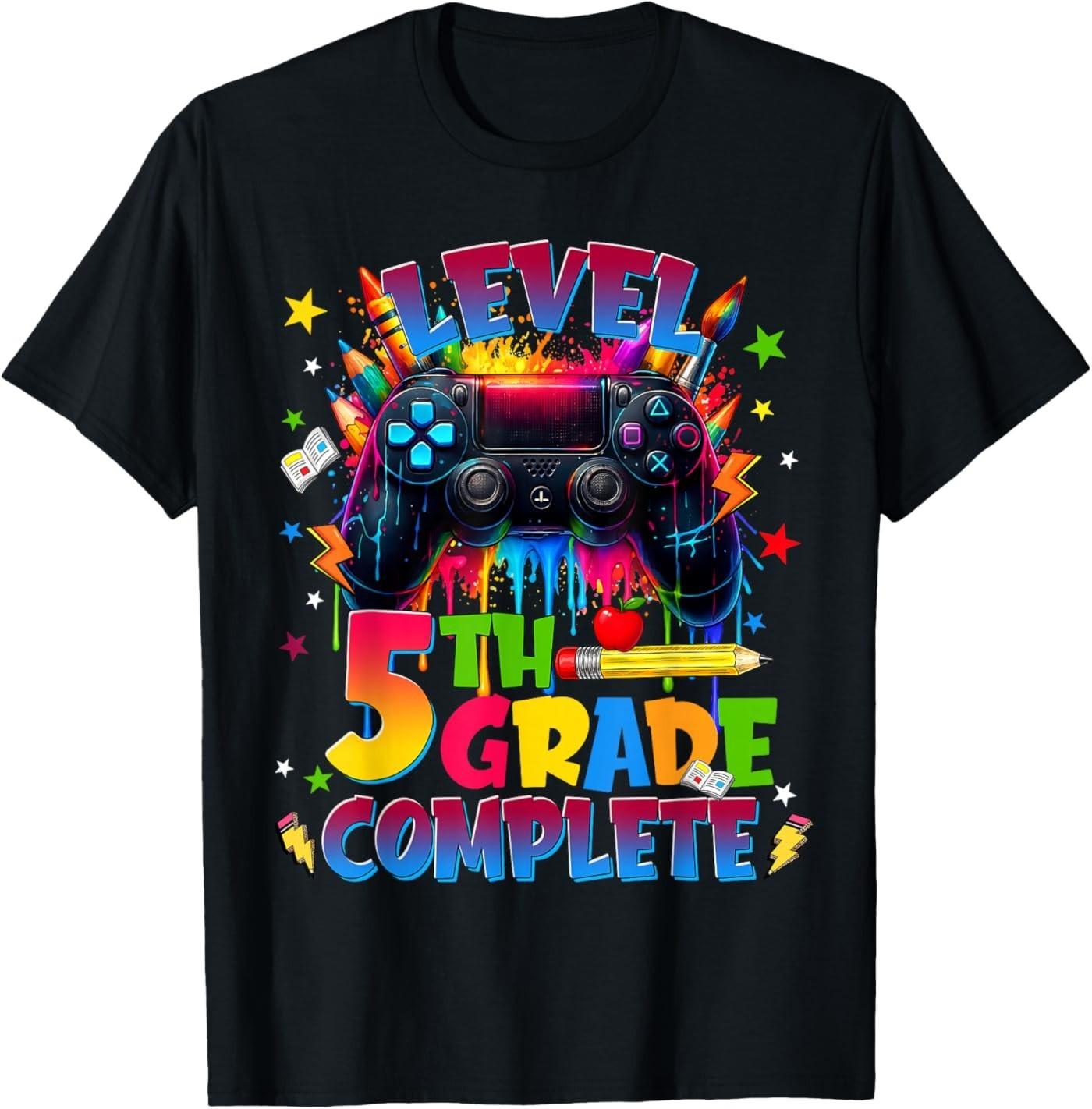 Level 5th Grade Fifth Complete Gaming Graduation Last Day T-Shirt 4XL