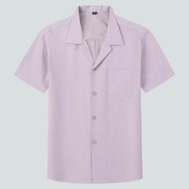 Dongyu Men's Casual Loose Solid Color Short-Sleeve Lapel Shirt for Spring and Summer