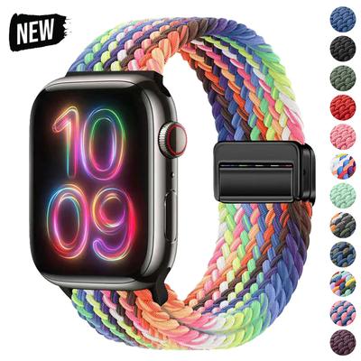Apple Watch Kayışı Ultra2 49mm 45mm 44mm 41mm 40mm 38mm için Manyetik Naylon Ayarlanabilir Saat Kayışı Apple Watch Kayışı iWatch 9 8 7 6 5 4 3 2 1 SE için Bant