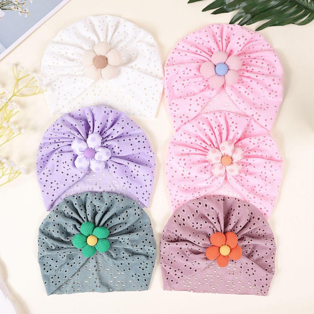 European Baby Breathable Soft Flower Hollow Hat