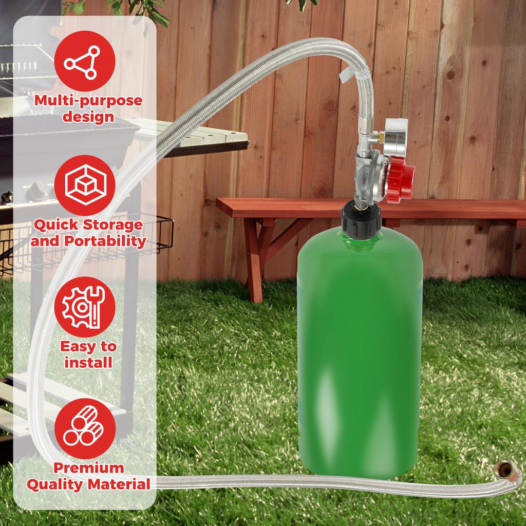 5FT Nerezová mosaz Propanový regulátor a hadice 30 PSI Nastavitelná Žáruvzdorná Hadice regulátoru plynového grilu pro kempingový vařič