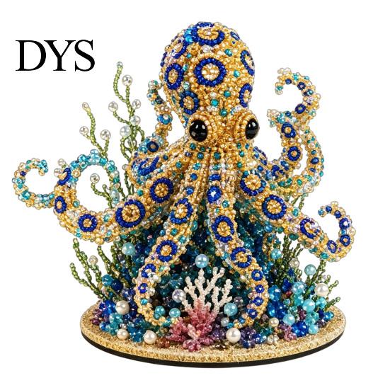 Handgemachte Geschenkideen für Freunde Perlen-Meeresbewohner DIY-Set, 3D-Krake-Hai-Bastelprojekt Meeresbewohner Perlenkunst Projekt für Erwachsene, Küsten-Wohnkultur