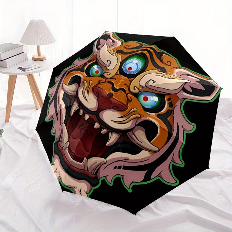 1pc Tiger Head Automatic Opening/closing umbrella, Reinforced 8-Rib Construction, Compact Travel Umbrella yy250808138
