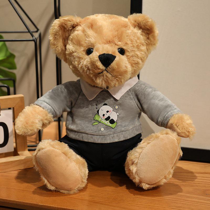 Trendy Plush Teddy Bear in Hoodie: Formal Wear Cloth Doll Ornament
