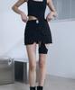 Bunteu Buckle Belt Cargo Mini Skirt (Black)
