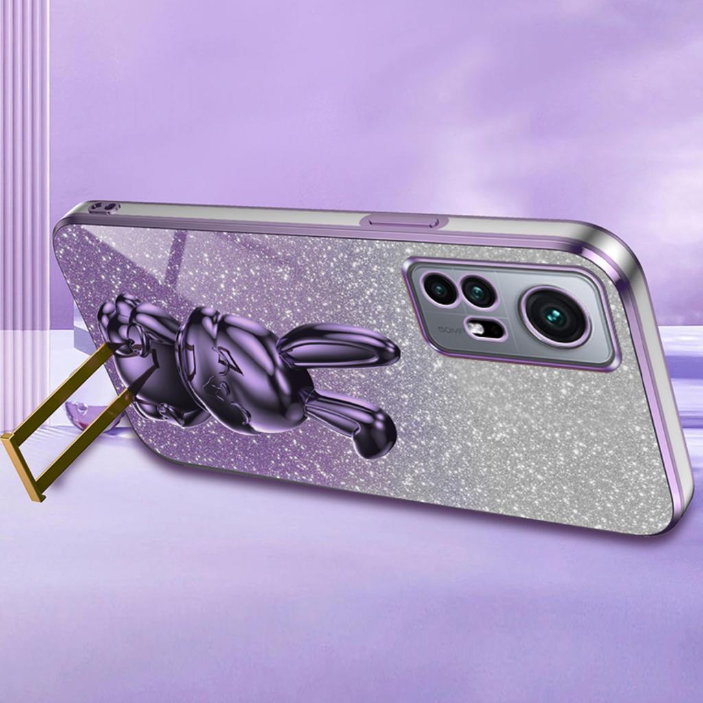 For Xiaomi 12 Pro 5G/12S Pro 5G/12 Pro (Dimensity) 5G PC+TPU Phone Case Cute Rabbit Pull-out Kickstand Cover