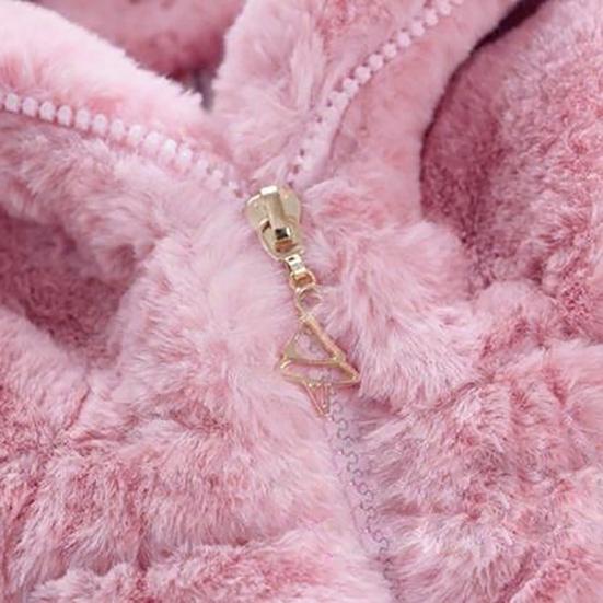 Kids Coat Rabbit Ear Windproof Polyester Long Sleeve Warm Girl Coat for Daily Life