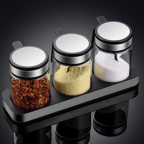 Huiyu Salt and Sugar Containers, Spice Bottles, 300ml, Set of 3