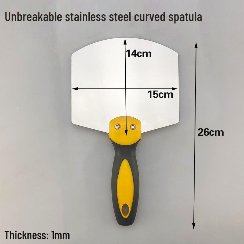 Stainless Steel Gray Curved Fan-Shaped Spatula and Putty Scraper with Thickened Handle - Free Shipping