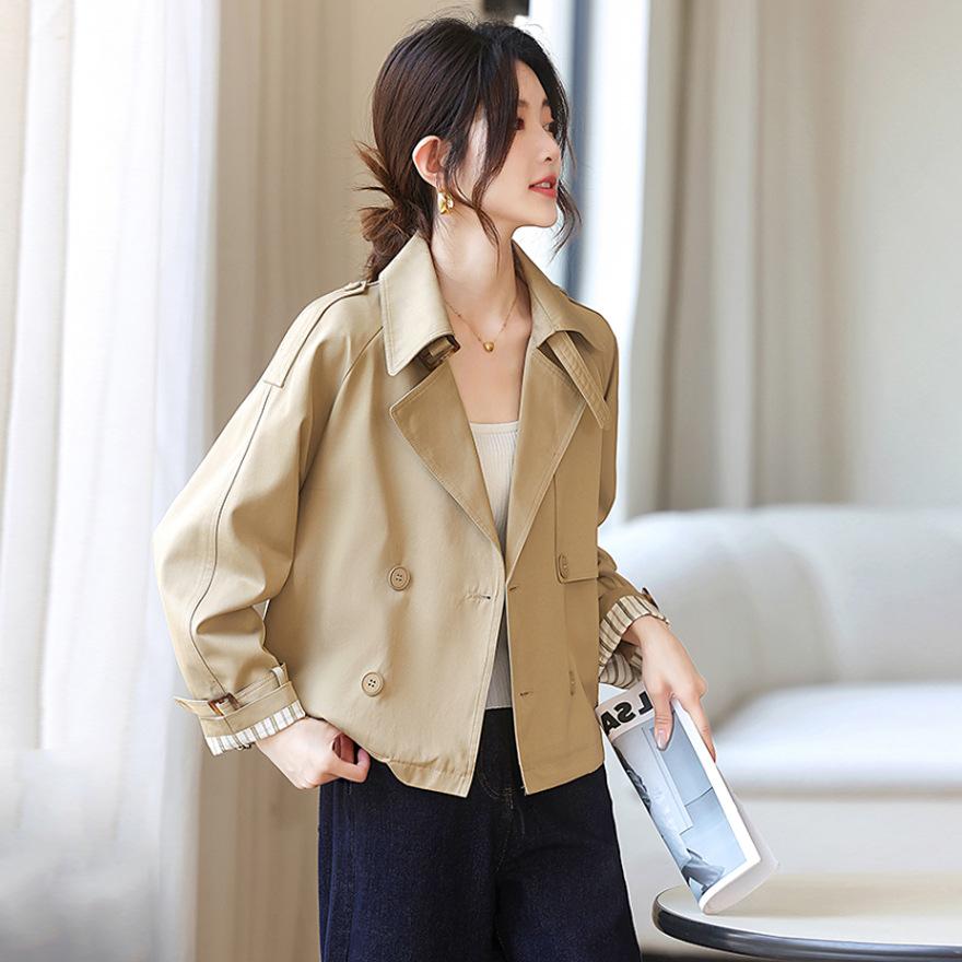 Short Trench Coat Women's Spring and Autumn New Small British Temperament Casual Khaki Jacket Top