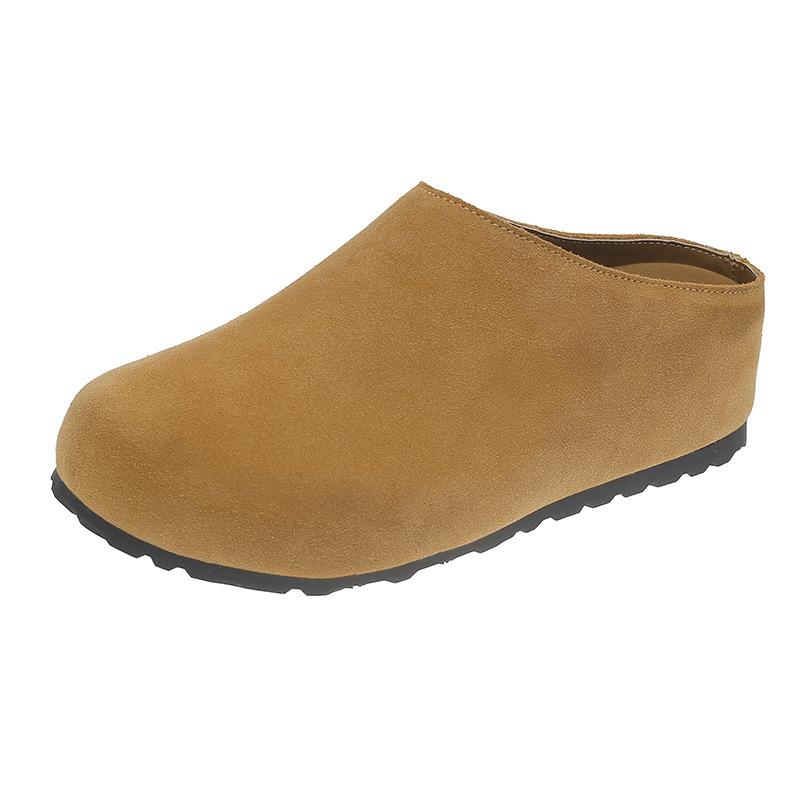 

Версия из коровьей кожи~ Маленькое увеличение внутренней высоты 5 см кожаные женские весенние новые на толстой подошве с сумкой на мыске и полушлепанцы 35