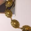 European and American Ancient Gold Blackened Western InS-style Metal Women's Waist Chain with Retro Carvings