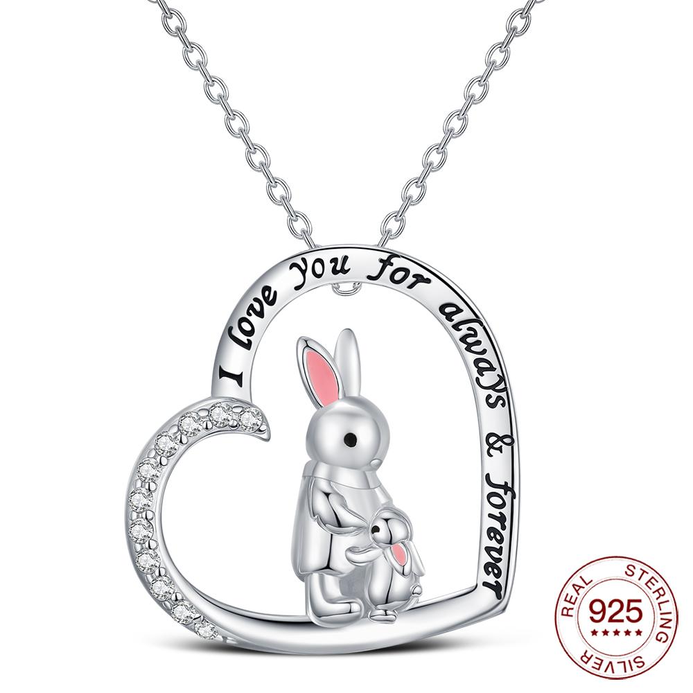 925 Silver Necklace Heart Silver Chain Moon 925 Original Necklace Clover Silver 925 Jewelry Women Gift