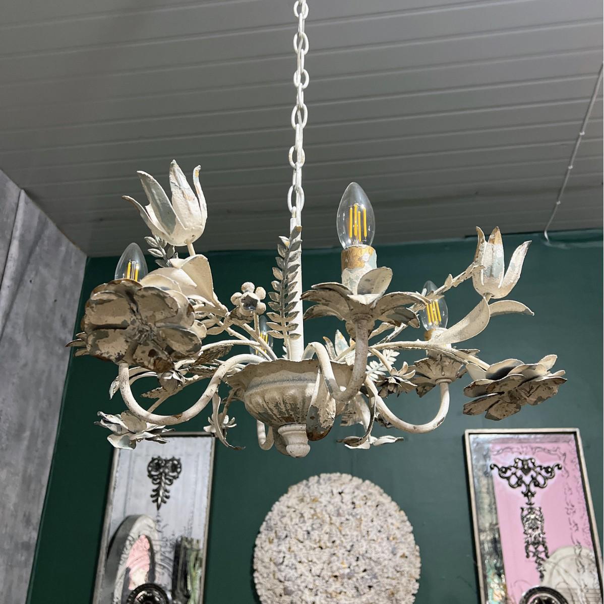 Винтажная французская люстра из кованого железа с розами для прихожей, гостиной, ресторана или кафе