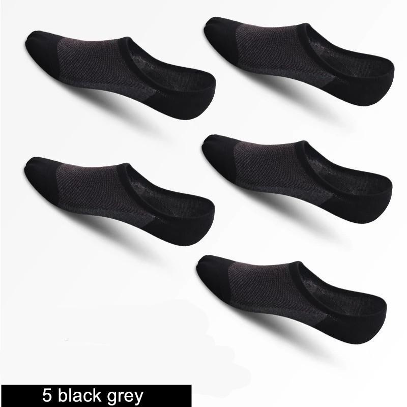 5 Pairs No Show Men Boat Socks Summer Non-Slip Silicone Invisible Cotton Socks Breathable Male Ankle Socks Slippers