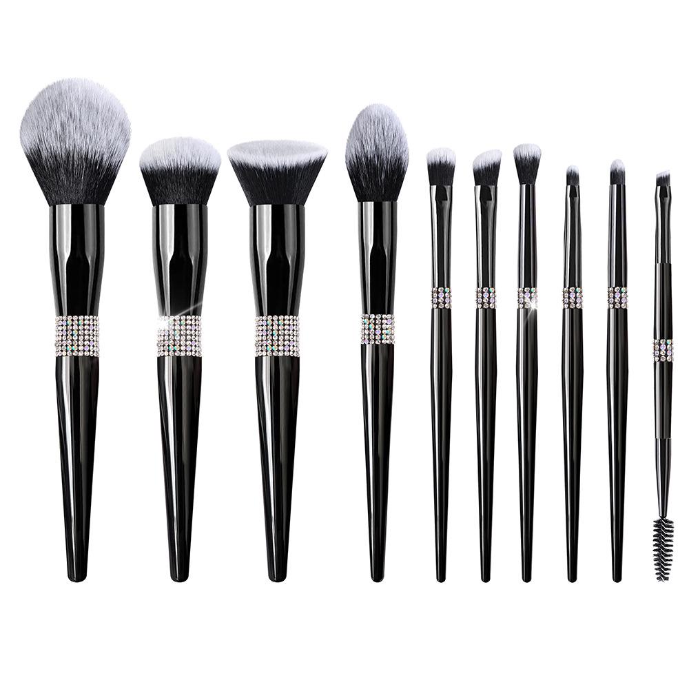

Dazzling Queen Makeup Brush Set - 10/12 Pieces, Bright Black Foundation Brushes