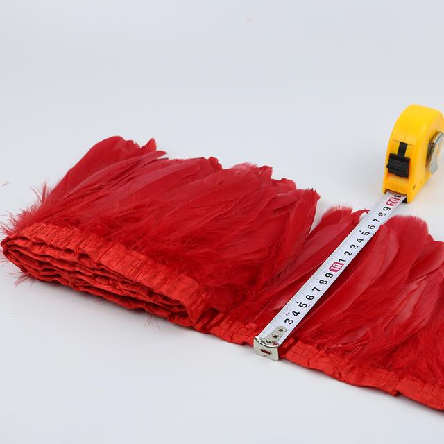1Meter Dyed Golden Goose Feather Trims for DIY Craft Party Wedding Dress Carnival Ribbon Clothes Decor Plumas Accessories15-20cm