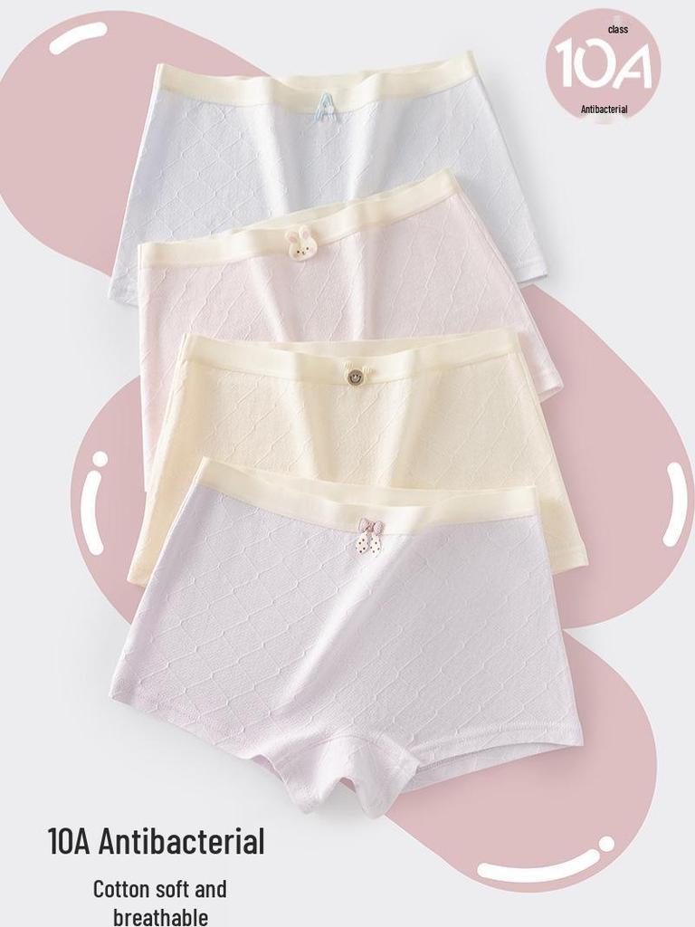 Girls' Antibacterial Cotton Boxer Briefs for Older Children - Pinch-Free, All-Cotton Comfort