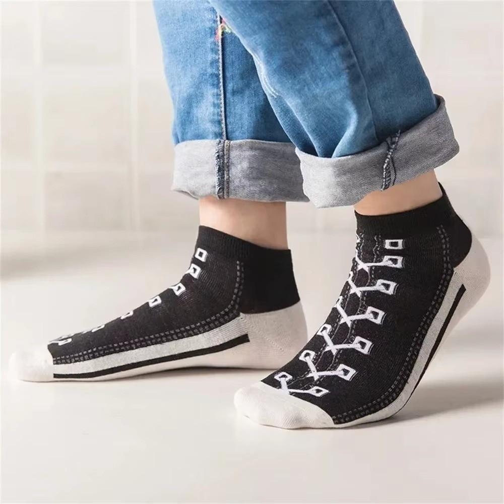 Breathable Canvas Shoe Sock Low-top Sports Boat Socks New Shoes Pattern Cotton Socks