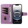 For iPhone 16e Leather Case Wallet Stand Grids Imprinted Phone Cover with Strap