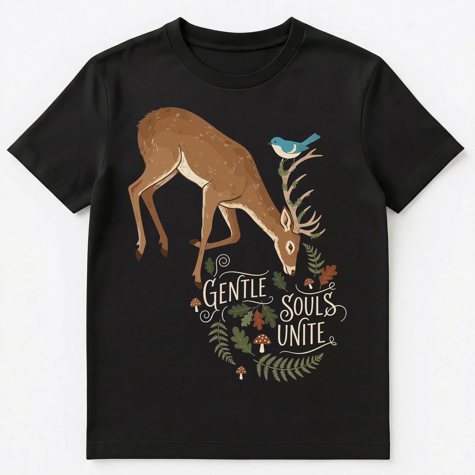 

Gentle Soul Unite Whimsical Deer Nature Design Unisex T-Shirt 3XL