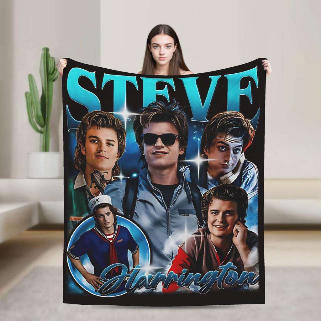 Steve Harrington Tv Series Blankets Warm Soft Funny Plush Throw Blanket For Chair Travel Office Flannel Bedspread Bed Cover
