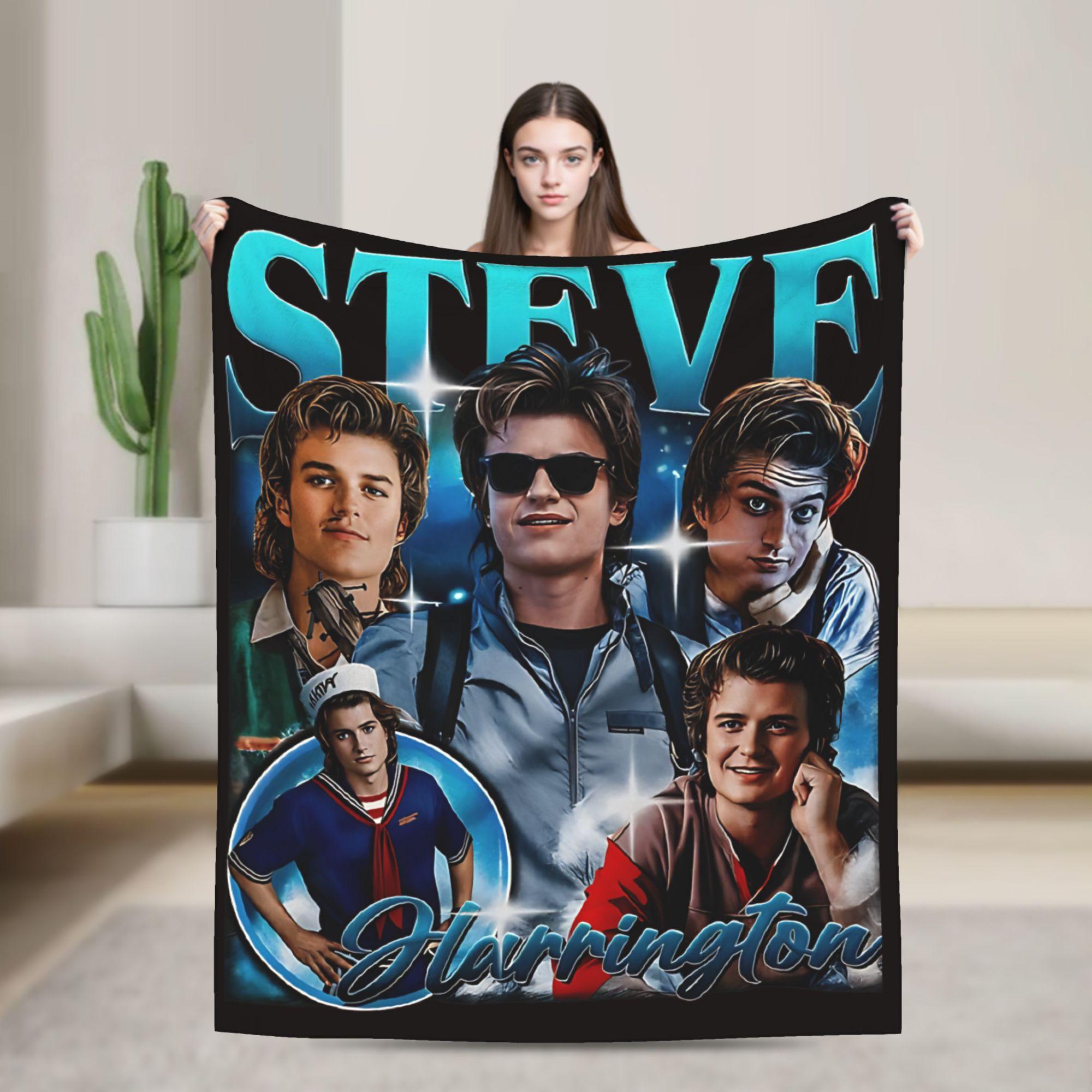 Steve Harrington TV Drama Poster Throw Blanket Warm Casual Blanket For Couch Chair Plane Travel Flannel Bedspread Bed Cover 80x120cm(31x47inch)