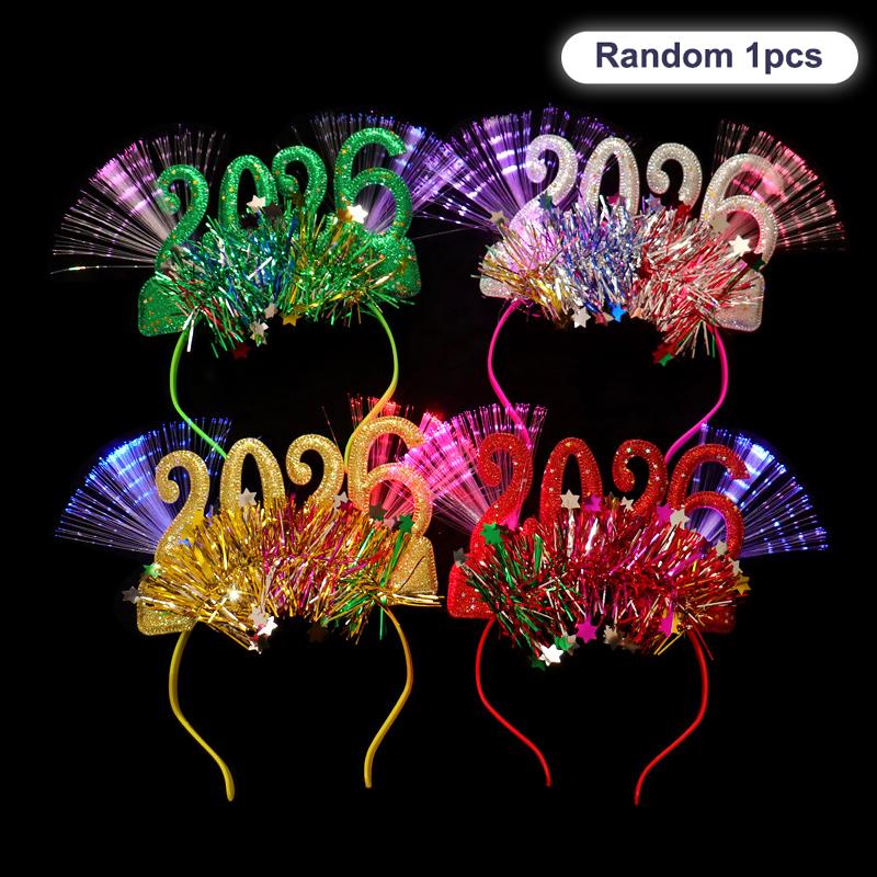 Led Glowing Colorful Headband Festive Party Props 2026 Happy  Year Light Up Headband Party Headdress For Children Adults