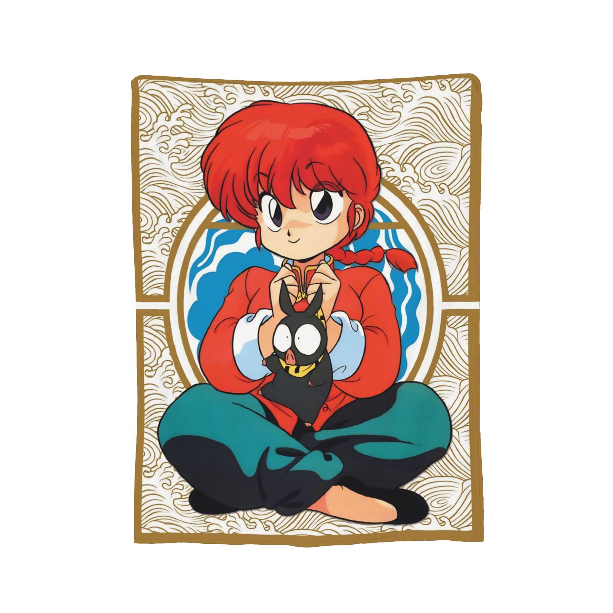 

Anime Ranma And P-chan Blanket Flannel Print Multi-function Warm Throw Blanket for Bedding Car Rug Piece 130x150cm