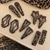 Fashion Leopard Print Hair Clip Water Drop Square Hairpin Cloud Cloth Barrette Hair Accessories