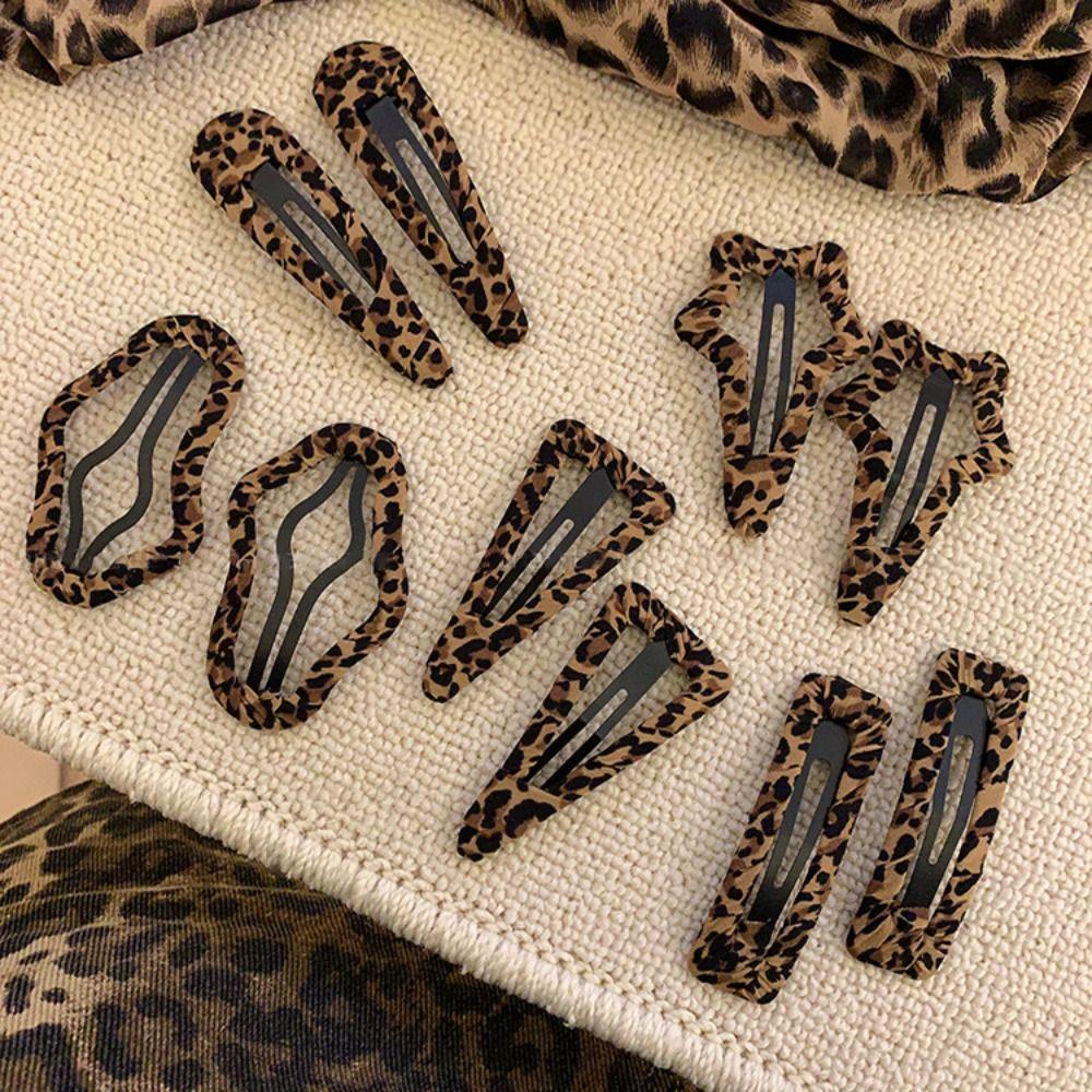 Fashion Leopard Print Hair Clip Water Drop Square Hairpin Cloud Cloth Barrette Hair Accessories