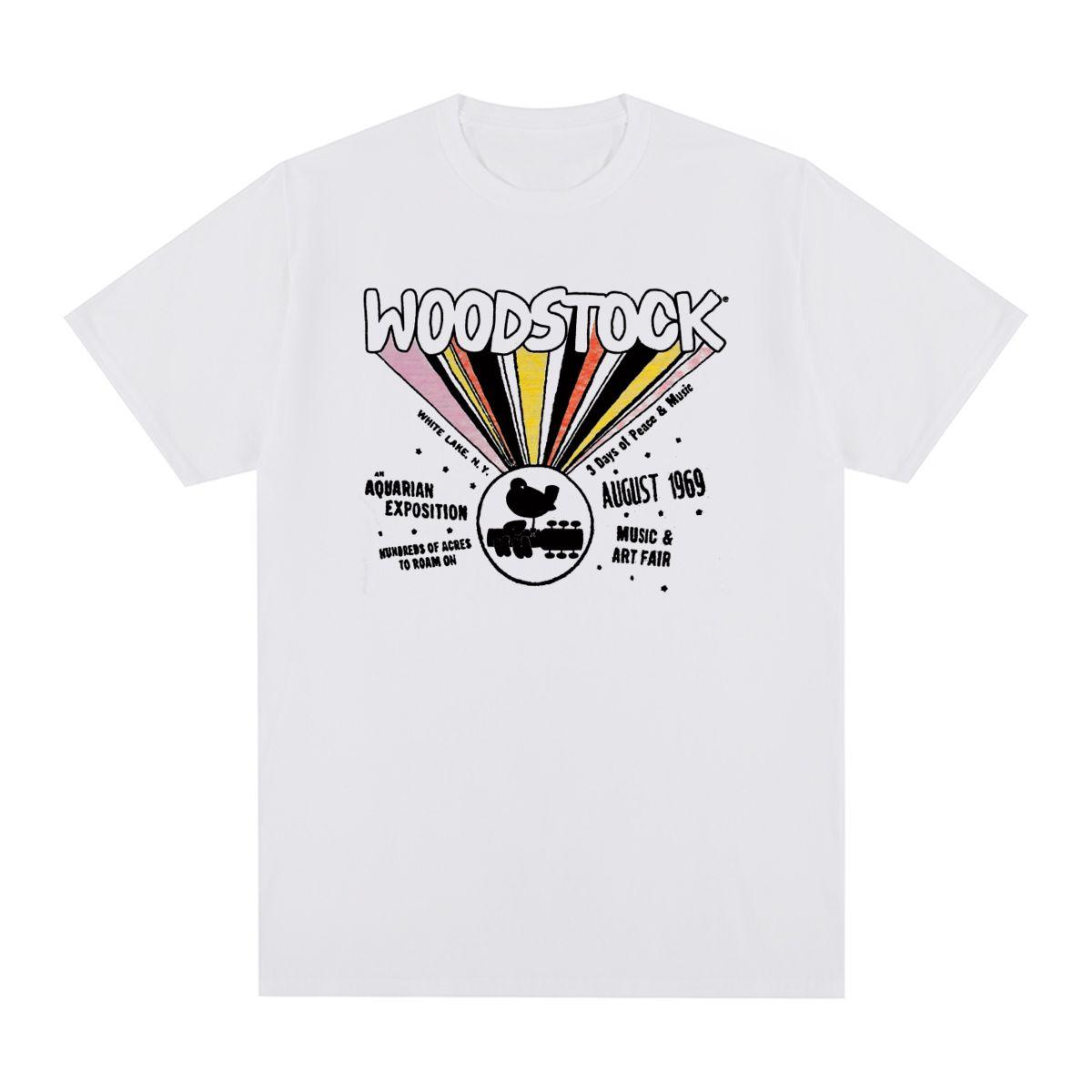 

Woodstock Vintage Tshirt 1969 rock music festival retro Cotton Unisex T shirt New Tee Tshirt Womens Tops S