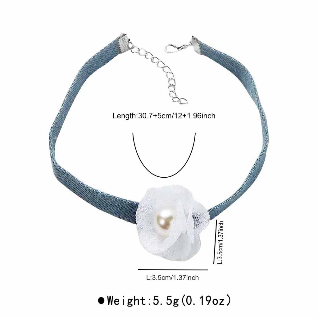 N11111 Super fairy denim flannel flower necklace women's new choker neck strap neck collar collarbone chain accessories