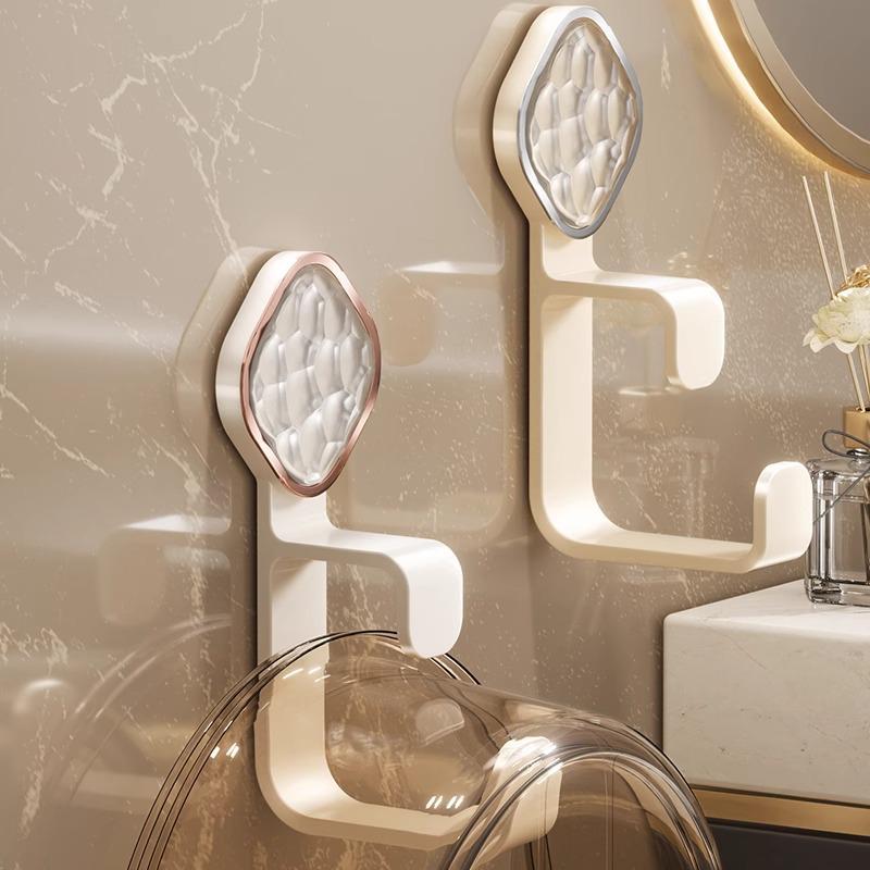 Punch-Free Wall-Mounted Bathroom Basin Storage Rack and Hook