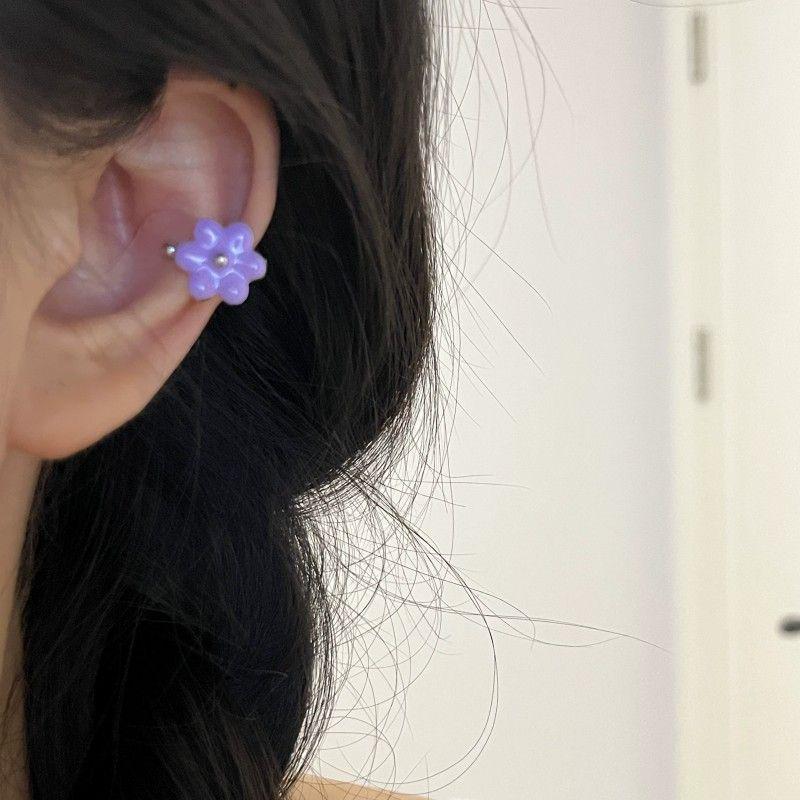 Bunter Dopamin-Blumen-Drip-Glasur Ohrclip - Kein Piercing erforderlich