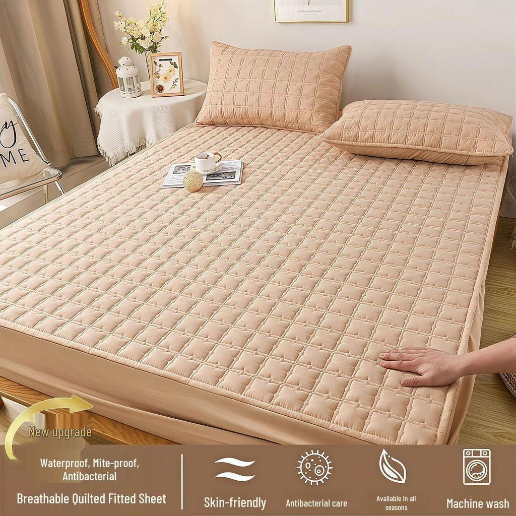 Wodoodporny Pikowany Ochraniacz na Materac Klasy A - Łóżko Podwójne, Oddychająca i Odporna na Wilgoć Narzuta