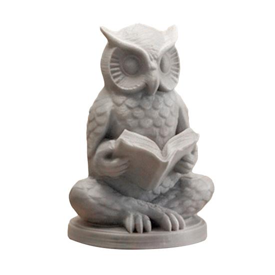 

Meditation Owl Figurine 3D Printed Cute Reading Owl Statue Novelty Zen Yoga Animal Sculpture for Office Desktop Shelf Decor сірий